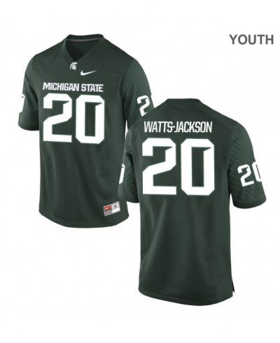 Youth Michigan State Spartans NCAA #20 Jalen Watts-Jackson Green Authentic Nike Stitched College Football Jersey SA32C48HF
